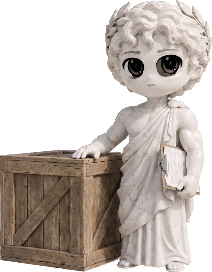Pumpius Maximus inspecting a crate